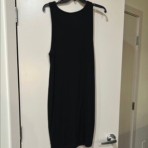 Quince Ribbed Black Sleeveless Dress, Size XL